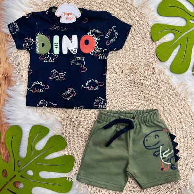 Conj. Camiseta Dino e Bermuda - Marinho
